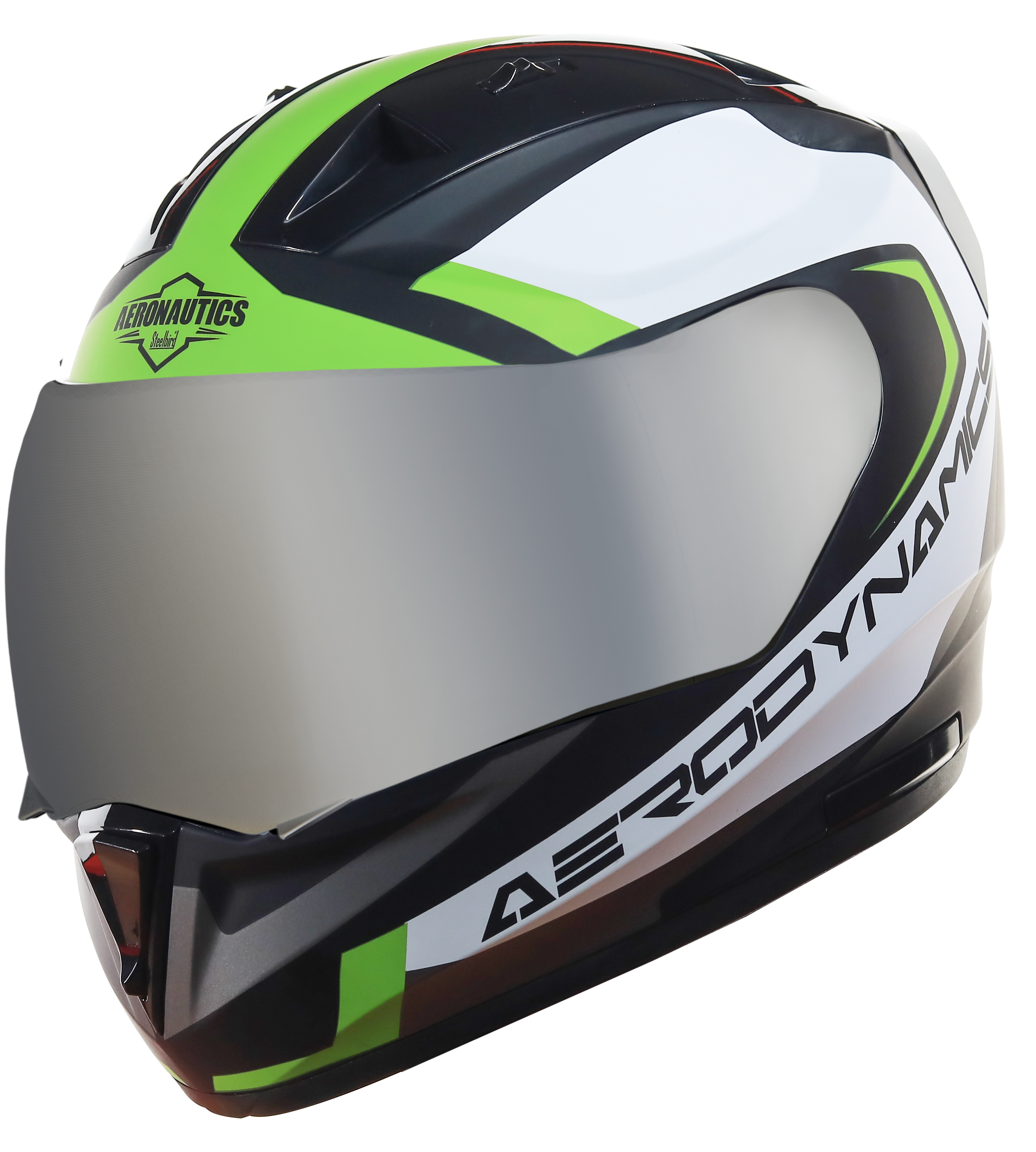 SA-1 Aerodynamics Mat Black With Y.Green(Fitted With Clear Visor Extra Silver Chrome Visor Free)